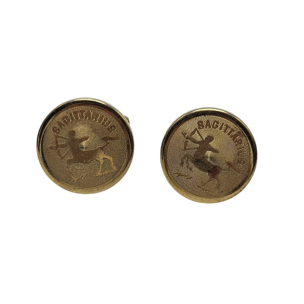 Vintage Dante Gold Tone Capricorn Zodiac Horoscope Cufflinks